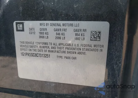 2012 Chevrolet Cruze Eco from USA, damaged, VIN 1G1PK5SC8C7313251